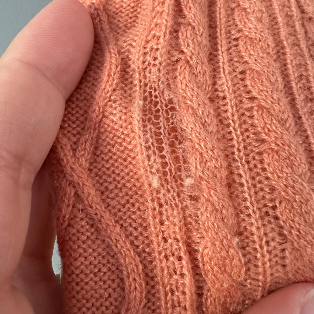 Inhabit Cashmere Blend Coral Cable Knit Sweater | Coral - Picture 10 of 11